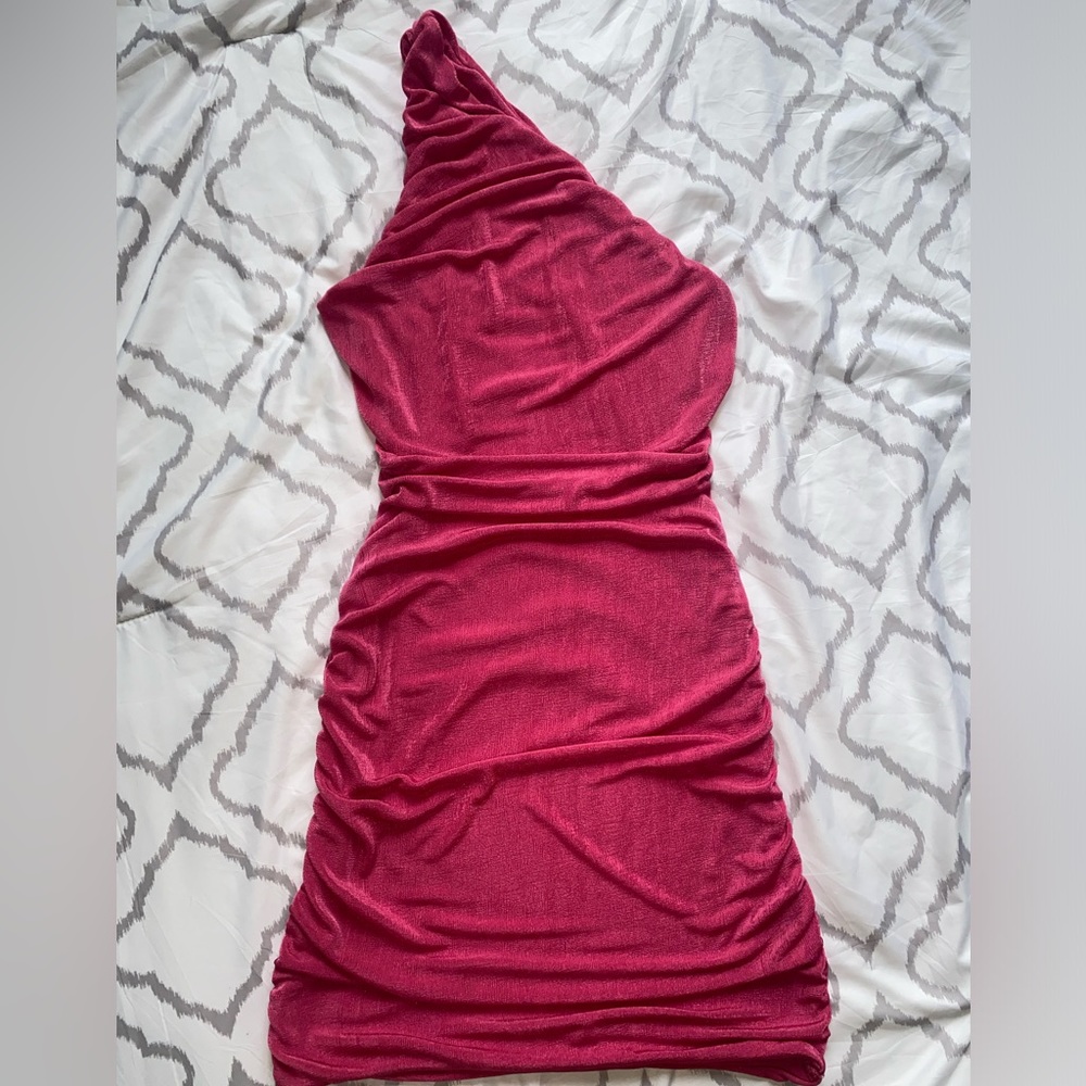 Summer Hot Pink Ruched Dress